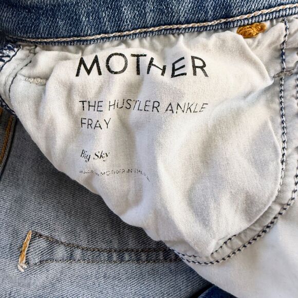 Mother Superior The Insider Crop Step Fray Jeans 27 Blue Problem With Miracles - Picture 12 of 12